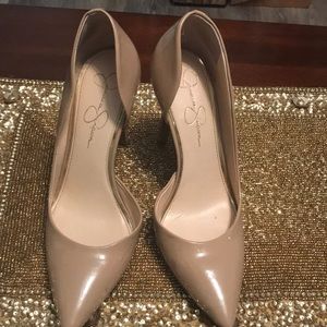 Nude paten leather Jessica Simpson heels